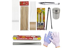 DULKET 10 Pcs BBQ Accessories Carbon Clips, Tin Foil, Bamboo Sticks, Etc, it Is Suitable for Barbecue Cooking, Outdoor Camping