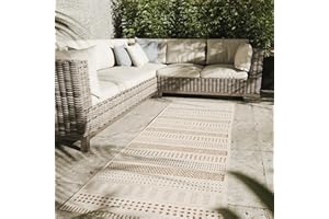 ‎INTERIYOU Interiyou Outdoor Teppich Wetterfest Kano - Läufer 80x300 cm Creme/Beige - Wasserfest für Balkon, Terrasse, Garten - Outdoorteppich passend auch für Wohnzimmer, Schlafzimmer und Küche - Aussenteppich
