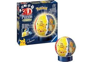 Ravensburger 3D Puzzle 11547 - Nachtlicht Puzzle-Ball Pokémon - für Pokémon Fans ab 6 Jahren, LED Nachttischlampe mit Klatsch-Schalter