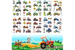 TAIMEIMAO Traktor Tattoos für Kinder 10 Blatt, Bauernhof Fahrzeug Kindertattoos Hautfreundlich Set Temporäre Tattoos zum Aufkleben,Mitgebsel Kindergeburtstag Gastgeschenke Party Deko Geburtstag Deko Jungen Spie