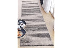 Carpeto Rugs Alfombra de Pasillo Moderna Larga de Pelo Corto de Diseño Abstracto ​- Alfombras para Pasillos Largo - Alfombras de Pasillo por Metros - Gris - 60 x 250 cm