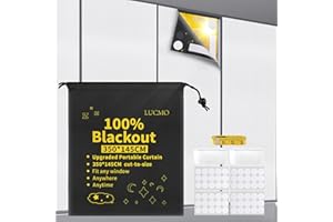 LUCMO Blackout Blinds 350 x 145 CM, 100% Blackout Blinds Curtain for Window, No Drill Portable Blackout Shades for Bedroom, Cut to Any Size, Nursery Black Out Blinds for Baby Travel, White