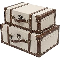 DECOR4SEASON Vintage Suitcase Linen Fabric Covered Decorative