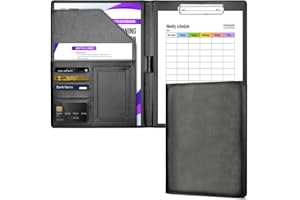 ROYOUZI Cartellina Portadocumenti A4 Portablocco Cartellina Rigida Con Pinza Portablocco A4 Con Pinza Con Cartellina, Portapenne, Coperchio Incernierato, Sigillabile Cartella Perfetta Per Ufficio E Conferenze