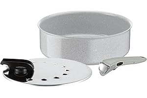 TEFAL L2563202 Ingenio Préserve Sauteuse et Couvercle Anti-Projection + Poignée Tous Feux dont Induction, Céramique, Gris, 24 cm, 27, 4 x 25, 4 x 8 cm