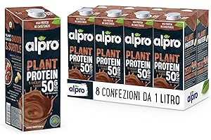 Alpro Bebida de larga duración a base de plantas con alto contenido de proteínas y soja, vegana, sin lácteos y sin lactosa, 1 litro (paquete de 8)