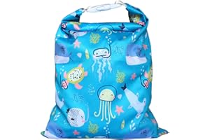 Immaculate Textiles Unisex Baby Wet/Dry Bag with Buckle : Waterproof & Washable : Great for Swimming & Reusable Cloth Nappies (Sea Creatures, 28x40cm)