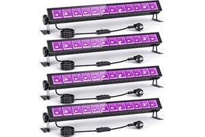 MEEKBOS Lumière Noire LED 45W, Barres UV 395 nm pour Fête Fluorescente, Peinture Corporelle, Halloween, Affiches Fluorescentes, Décoration Anniversaire, Étanche IP66(Pack de 4）