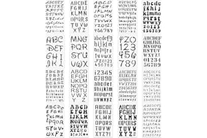 Lnngub 20 Stück Buchstaben Schablone Set, 19 Stile Schriftarten Buchstabenschablonen und 1 Zahlenschablonen Weiße Kunststoff Buchstaben Schablone Kleine Wiederverwendbare Buchstaben Malschablonen