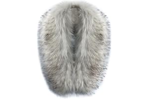 MAGIMODAC Faux Fur Collar detachable Hood Trim Replacement For Hood Light Grey 70cm