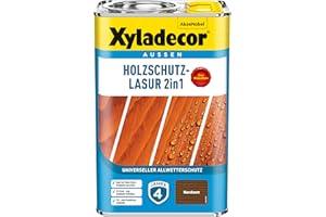 Xyladecor Holzschutz-Lasur 2in1, Universeller Allwetter-Schutz – Der Klassiker, Nussbaum, 4 l