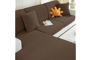 Ystyle Funda Asiento Sofa, Funda Cojin Sofa Ajustable, Funda Sofa Cojines Separado, Fundas De Cojín Elástico, Universal Fundas De Asientos Sofá (Chaise Longue, Marrón)