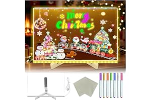 TOGETDREAM Led Maltafel Kinder mit Ständer/7-Farben-Stift, Acryl Transparente Maltafel Praktische Memo und Zeichenplatte Leuchttafel Notiztafel Glow Board für Schule Zuhause Schreibtisch Büro Café
