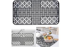 Eysbiy Tappetino Lavandino Cucina in Silicone 66 * 35cm, Tappetino Silicone Lavello Tappetino in Silicone per Lavello Da Cucina Cucina in Acciaio Inossidabile, Lavandino Del Bagno, Nero