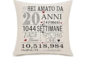 Bacmaxom 20 anni regalo per gli uomini 20 ° compleanno regalo copertina cuscino per gli uomini lui marito fidanzato fratello cugino nipote figlio amici 20 ° compleanno regalo (20-lui)