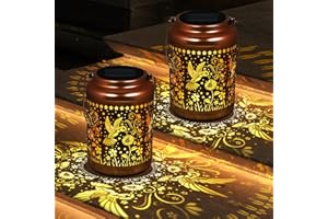 DIALAN'S 2 Pack Solar Lanterns Outdoor Garden Decor- Solar Lights Waterproof Hummingbird Decorative Gifts for Women Mom Grandma Hanging Metal Lights Gardening Gift for Outside for Yard, Patio, Backyard, Farm