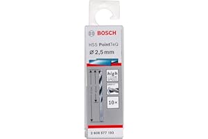 Bosch Professional 10 Stück HSS Spiralbohrer PointTeQ (für Metall, 2,5 x 30 x 57 mm, Zubehör Bohrschrauber)