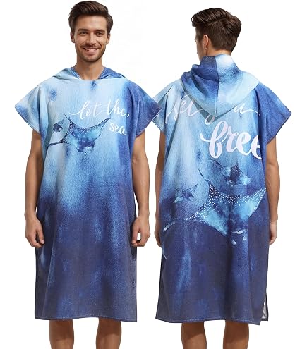 Poncho Asciugamano Con Cappuccio 3D Per Adulti – Microfibra Ad Asciugatura Rapida, Telo Cambio Copricostume Per Spiaggia E Piscina, 75x110cm, Stampa Giraffa