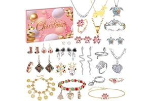Schmuck adventskalender 2023, Venares Adventskalender Schmuck Mädchen 24 tolle Weihnachtskalender Mädchen, Adventskalender mit Schmuck drin für Damen Mädchen