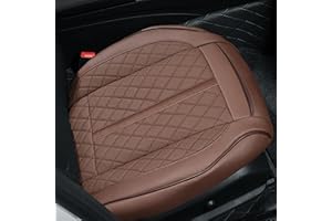 POKSRI Guero Genuino Piel de Vaca Funda Asiento Coche,Protector Funda Asiento Coche Delantero,cojin Auto,Es Compatible con la mayoría de los vehículos de la categoría A en adelante(Café,1p)