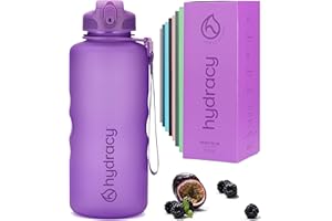 Hydracy Gourde d'Eau 2L sans BPA, Bouteille avec Marqueur de Temps, Paille et Verrouillage Sécurisé - Housse en Néoprène, Étanche, Anti-Fuite, Réutilisable, Légère - Idéal pour Sport, École, Travail