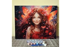 WALARKY DIY Paint by Numbers for Adults Baby Girl Angel DIY Digital Oil Painting Acrylic Paint Cute Pretty Girl Painting Kits Canvas Wall Art Flowers Leaves Funny Room Decor 16x20inch (Frameless)