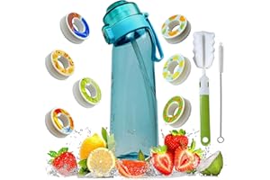 BOPELMALLS 10pcs Air Water Bottle Flavour Pods Pack With 7 Flavour Pods And Brush,650ml Fruit Fragrance Scented Water Cup BPA Free 0% Sugar For Fitness And Outdoor (BLUE+7PODS)
