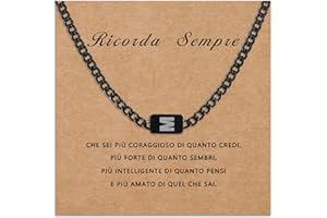 SAMINO Collana Uomo Nero Collana con Lettere A-Z per Ragazzi Catena Cubana Chain in Acciaio Inossidabile Collana Personalizzata Regalo di Compleanno Natale Regalo Uomo Ragazzo