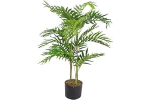 Leaf Areca Palm Mini Palmera Artificial de 80 cm con Maceta, Verde, Materiales Mixtos