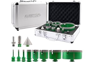 KURSTOL Forets Diamant Carrelage - 6/8/10/25/35/50/68/110mm Trépan de Forage+20mm Fraise+50mm Foret Chanfrein+Adaptateur pour Porcelaine Carrelage Granit Marbre