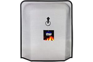 SIMPA Ascot Black Fire Guard Fire Place Guard Fire Screen Spark Flame Guard Circle Hooped Loop Mesh Panel Design, Black