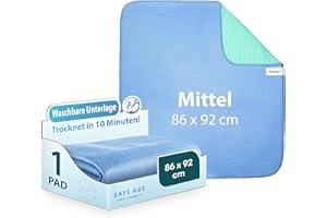 Safe Age® Inkontinenzunterlage waschbar - 86x92cm, Inkontinenz Bettunterlage für Erwachsene, Kinder und Haustiere, wasserdichte Matratzenauflage