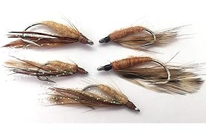 BESTCITY Paquete de 5 camarones para pesca con mosca, tamaño 4-8, lubina de agua salada, paquete de mosca #147