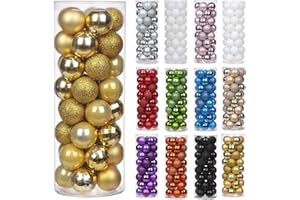 Briful 40PCS 4CM Christmas Baubles, Christmas Tree Decorations Xmas Hanging Ornaments Small Shatterproof Balls for Home Festival Gifts Christmas Decorations