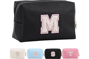 TOLMAIERTU Personalized Makeup Bag for Women，A-Z Waterproof Leather Travel Makeup Pouch Initial Cosmetic Bag Christmas Birthday Gift for Women Girls，Bride Bridesmaid Cosmetic Bag