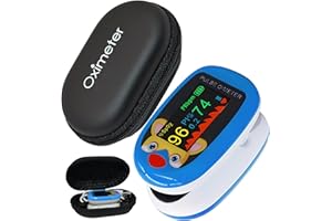 TP TRADEPROVIDER Pediatric Pulse Oximeter & Storage Zipper Case Heart Rate O2 Stats Monitor Kids Finger Blood Oxygen Saturation Monitoring Children SpO2 Levels Detection TFT Lanyard & USB (Blue Kids Oximeter)