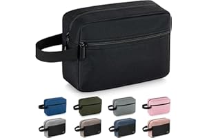 Elviros Travel Neceser de Viaje para Hombre, Impermeable, portátil, con Compartimento para Afeitado y asa, Organizador de cosméticos para Gimnasio, Ducha y baño, Negro