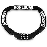 KOHLBURG sehr langes Zahlenschloss 110cm lang & 6mm stark mit Zahlencode - Kettenschloss mit Zahlenkombination - robustes Fah