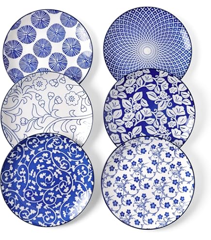 Vintage Teller 20cm Dunkelblau - Landhausstil Mit Weißen Punkten