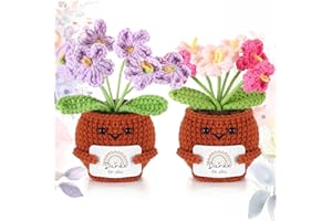 Namalu Dankeschön Geschenk 2er Set Häkel Blumentopf Puppen mit Karte „Danke für Alles“ - Mini Positive Gehäkelte Blumen Geschenk für Lehrer & Kollegen zum Abschied, Geburtstag & Abschluss