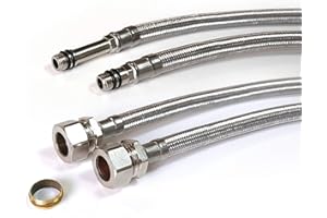 Xcel Home M10 (10mm) x 15mm Compression Flexible Tap Connector Hose 500mm | Replacement Flexi Pipe Tails for Monobloc Mixer Tap Kitchen Sink Bathroom Basin | Easy DIY Fitting Plumbing Installation