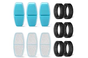 FOFNON Filtri Fontanella per Gatti: 12 Filtro Fontanella per Gatti - 6 Pezzi Filtro + 6 Pezzi di Spugna de Fontana Gatto - Filtri per Capelli - Tripla Filtrazione