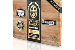 Deer & Oak X-Large 45 x 30 x 2cm Bamboo Chopping Board, Premium Wood Kitchen Cutting Board for Carving Meat or Vegetables, Pre Oiled, Treated, Lightweight, Non-Porous