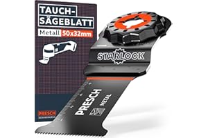 Presch Starlock Sägeblatt Metall 50x32mm - Multitool Sägeblatt für werkzeuglosen Wechsel - Exakte Schnitte dank optimiertem Zahnprofil & gekröpfter Form - Präzises Tauchsägeblatt, Multitool Zubehör