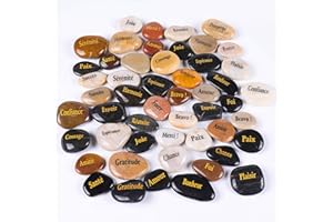 ROCKIMPACT 50 Pierres Gravées Message Chanceuse Inspirant, Cadeau avec Gravure Inspiration Mot, Jardin Décoratifs Galets, Bonheur et Encouragement (Lot de Gros, Mots Assortis, 5-8 cm)
