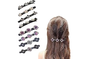 VAWSVOCS Pince À Cheveux en Strass Clover,Barrette Cheveux Femme, Bandes de Cheveux en Tissu satiné,Pinces à Cheveux tressées en Pierre de Cristal étincelante pour Les Femme (2)