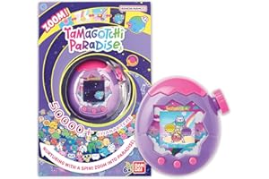Bandai - Tamagotchi Paradise Himmel - Virtuelles Haustier zum Aufziehen - Tamagotchi mit Zoom-Drehrad - Interaktives Spielzeug auf Deutsch - Modell Himmel in Violett und Rosa - 43423