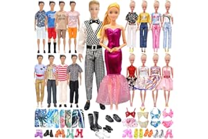 CARREUTY 27 Piezas Compatibles con Barbie muñecas, 1 Traje 5 Prendas de Ocio 2 bañadores de 12‘’ muñecas 1 Vestido de Noche 2 Vestidos 2 Prendas de Ocio 2 bañadores 14 Zapatos de 11.5‘’ muñecas