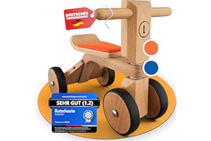 LOOPILOO Kinder Laufrad ab 1 Jahr bis 15kg [Farbe Orange] [Spielzeug aus FSC® Holz] [Indoor & Outdoor] [Geschenk Baby Jungs & Mädchen] Rutschauto Lauflernrad Kids Toys - Ihr Kind jetzt fördern!