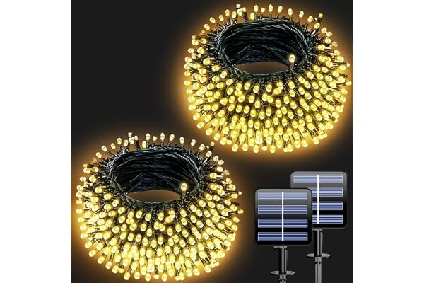 Electight Sollampa Utomhus, 8 Lägen Sollampa Kedja, Varmvit 20M*2 400LEDs